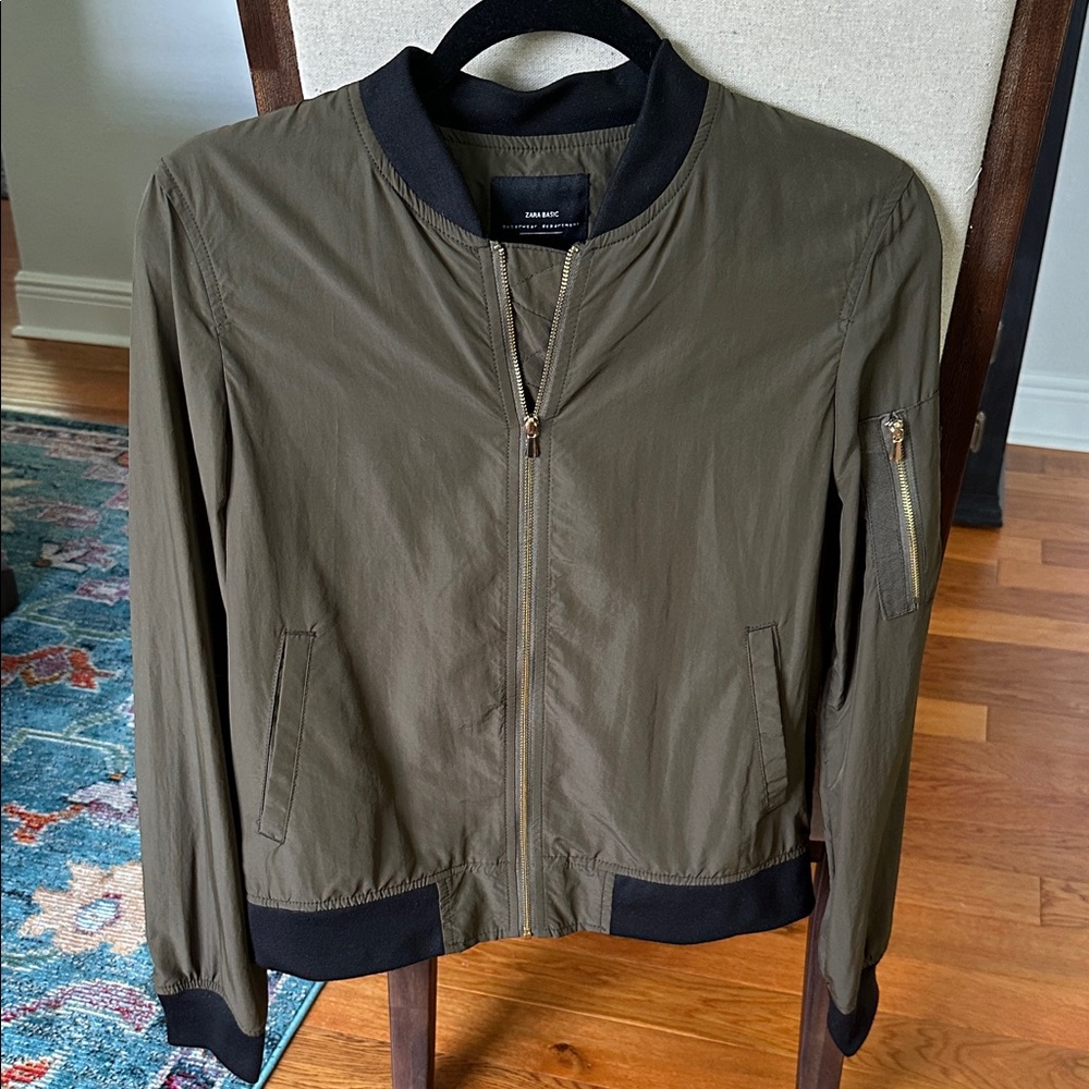 Zara Olive Bomber Jacket